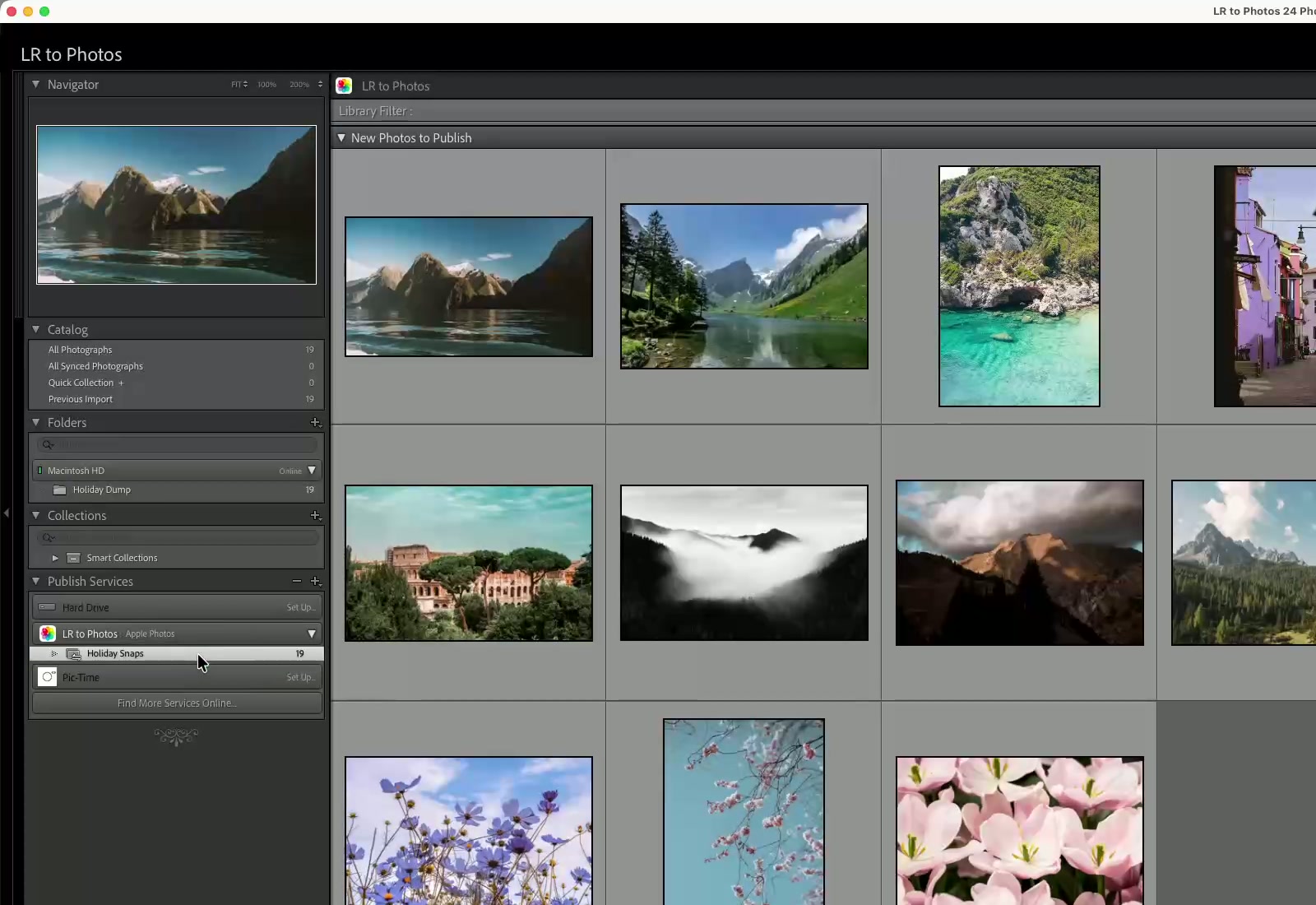 Lightroom Classic collection ready to publish to an Apple Photos album